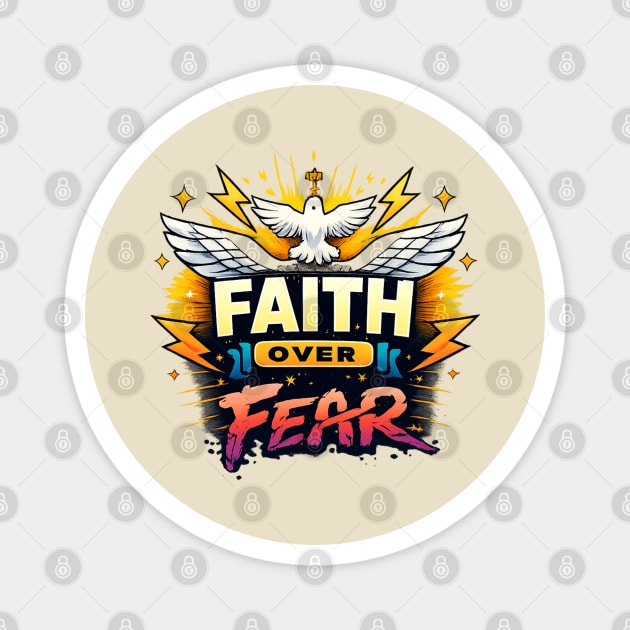 Faith Over Fear Christian Dove Design Magnet by Anne Lee